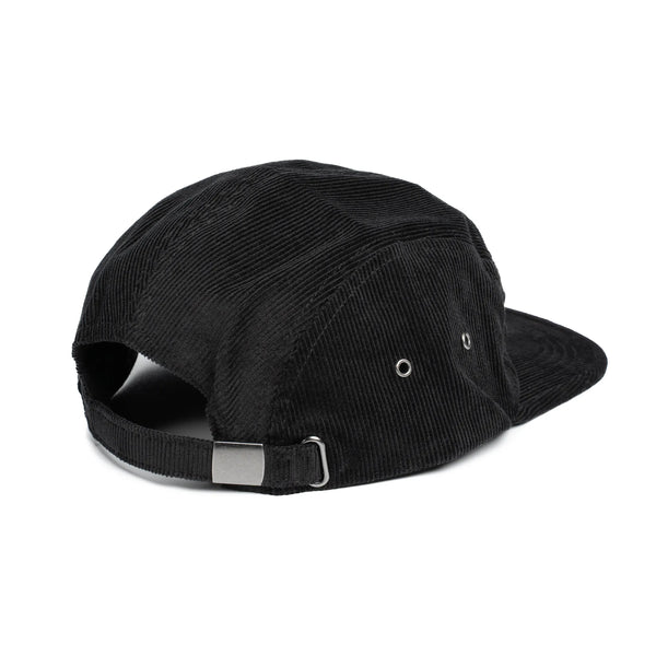 Round Tiger Corduroy 5 Panel Cap - Black