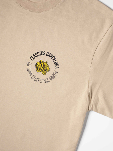 Round Tiger Oversized Tee - Beige