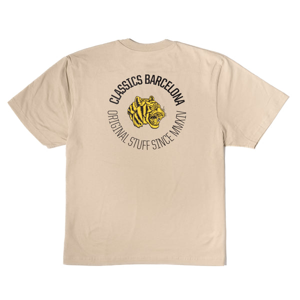 Round Tiger Oversized Tee - Beige