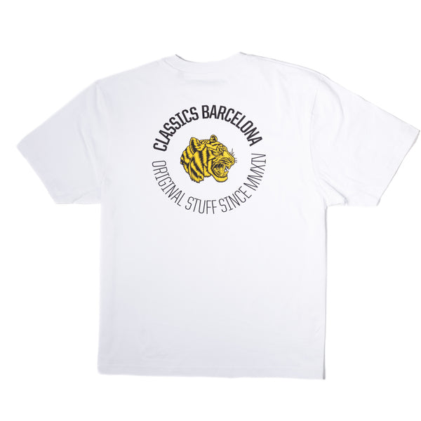 Round Tiger Oversized Tee - White