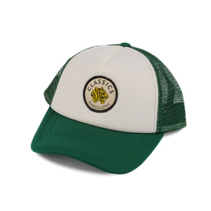 Round Tiger Trucker Hat - Kelly Green/White