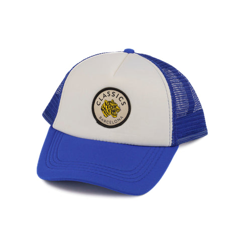 Round Tiger Trucker Hat - Royal Blue/White