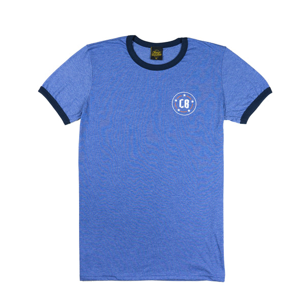 5 Rounds Ringer Tee - Heather Blue / Navy