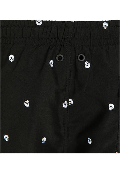 Embroidery Swim Shorts - Black Skull